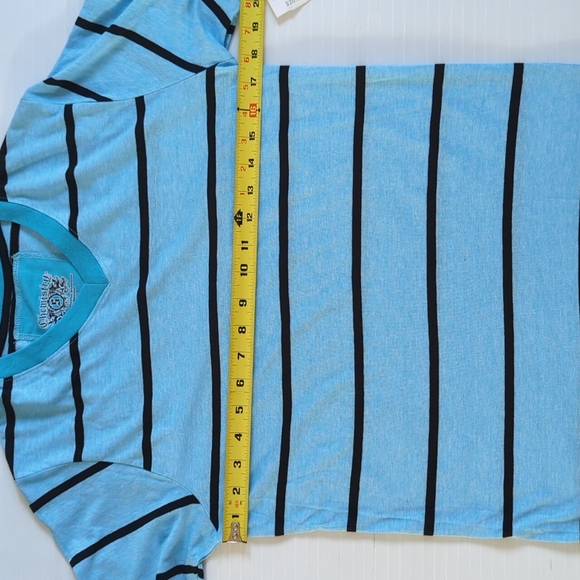 Blue Black Striped Men's Shirt Size Small V Neck Short Sleeve NWT - Picture 4 of 7